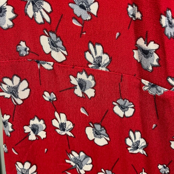 Rouje Gabin Red Floral Midi Wrap Dress - Picture 3 of 5